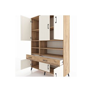 Hyperion Dolap 8 Raflı 2 Çekmeceli 6 Kapaklı 132x44x195 Çam-aytaşı/çam