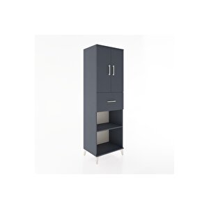 Hyperion Dolap 4 Raflı Tek Çekmeceli 2 Kapaklı 60x44x195 Antrasit-antrasit