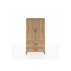 Arges Dolap Tek Raflı 2 Çekmeceli Tek Askılı 88x30x163 Çam-çam