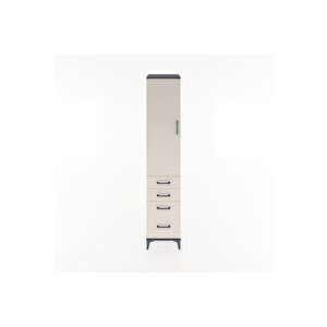 Hyperion Dolap 2 Raflı 4 Çekmeceli Tek Askılı 44x44x221 Antrasit-aytaşı