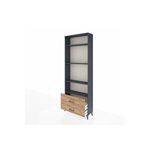 Arges Dolap 4 Raflı 2 Çekmeceli 88x30x243 Antrasit-çam