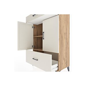 Hyperion Dolap 2 Raflı 2 Çekmeceli 2 Kapaklı 88x44x134 Çam-aytaşı