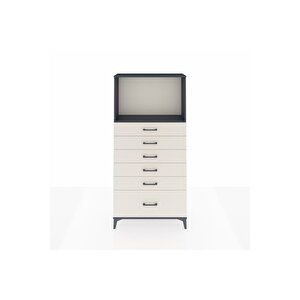 Arges Dolap Tek Raflı 6 Çekmeceli 88x30x182 Antrasit-aytaşı