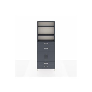 Arges Dolap 4 Raflı 4 Çekmeceli 2 Kapaklı 88x30x243 Antrasit-antrasit