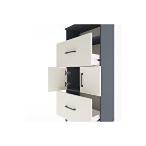 Arges Dolap 2 Raflı 2 Çekmeceli 2 Kapaklı 60x30x134 Antrasit-aytaşı