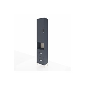 Arges Dolap 4 Raflı 2 Çekmeceli Tek Kapaklı 44x30x221 Antrasit-antrasit