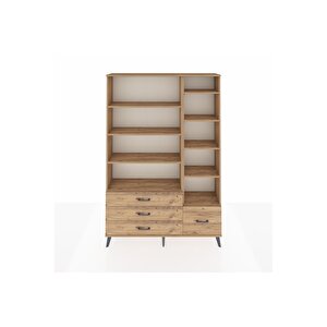 Arges Gardrop 9 Raflı 4 Çekmeceli  132x30x195 Çam-çam