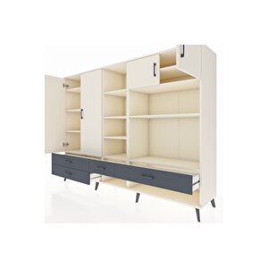 Hyperion Dolap 12 Raflı 4 Çekmeceli 4 Kapaklı 220x44x163 Aytaşı-aytaşı/antrasit