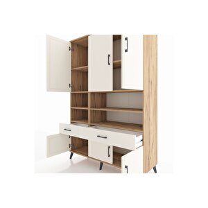 Hyperion Gardrop 8 Raflı 2 Çekmeceli 6 Kapaklı 132x44x195 Çam-aytaşı