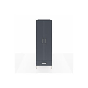 Kronos Dolap 4 Raflı Tek Çekmeceli 2 Kapaklı 60x59x182 Antrasit-antrasit