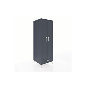 Kronos Dolap 4 Raflı Tek Çekmeceli 2 Kapaklı 60x59x182 Antrasit-antrasit