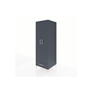 Kronos Dolap 4 Raflı Tek Çekmeceli 2 Kapaklı 60x59x182 Antrasit-antrasit