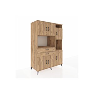 Kronos Dolap 9 Raflı 2 Çekmeceli 6 Kapaklı 132x59x195 Çam-çam/çam