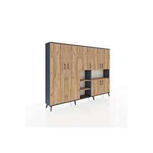 Arges Dolap 13 Raflı 7 Kapaklı 220x30x163 Antrasit-çam