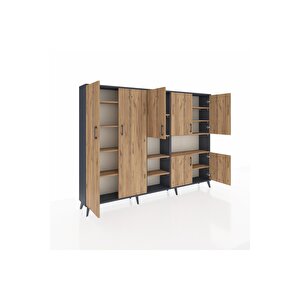 Arges Dolap 13 Raflı 7 Kapaklı 220x30x163 Antrasit-çam