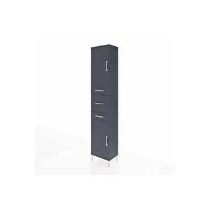 Arges Dolap 3 Raflı 3 Çekmeceli 2 Kapaklı 44x30x221 Antrasit-antrasit