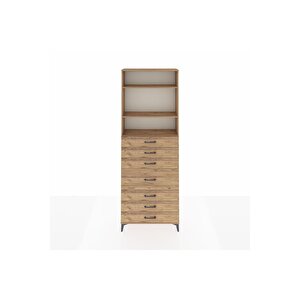 Arges Dolap 3 Raflı 7 Çekmeceli 88x30x243 Çam-çam