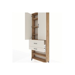 Arges Dolap 5 Raflı 2 Çekmeceli 2 Kapaklı 88x30x243 Çam-aytaşı