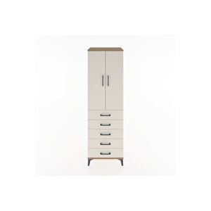 Hyperion Dolap 3 Raflı 5 Çekmeceli 2 Kapaklı 60x44x195 Çam-aytaşı