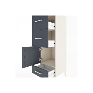 Hyperion Dolap Tek Raflı 3 Çekmeceli Tek Kapaklı 44x44x134 Aytaşı-antrasit