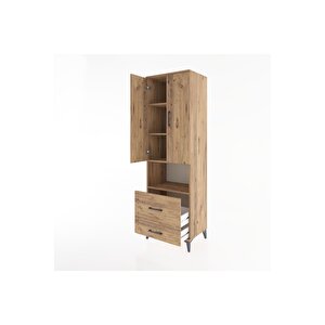 Hyperion Dolap 4 Raflı 2 Çekmeceli 2 Kapaklı 60x44x195 Çam-çam