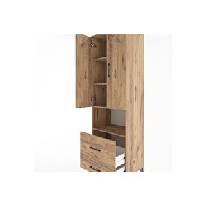 Hyperion Dolap 4 Raflı 2 Çekmeceli 2 Kapaklı 60x44x195 Çam-çam