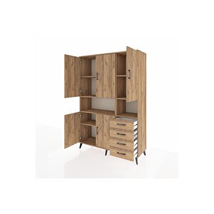 Hyperion Gardrop 7 Raflı 4 Çekmeceli 5 Kapaklı 132x44x195 Çam-çam