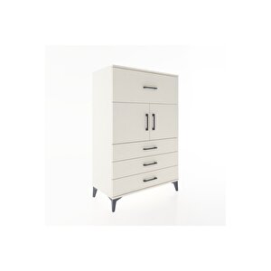 Hyperion Dolap Tek Raflı 4 Çekmeceli 2 Kapaklı 88x44x134 Aytaşı-aytaşı