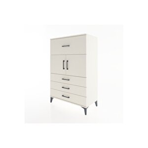 Hyperion Dolap Tek Raflı 4 Çekmeceli 2 Kapaklı 88x44x134 Aytaşı-aytaşı