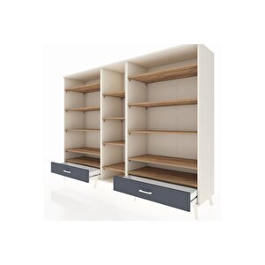 Hyperion Dolap 14 Raflı 2 Çekmeceli  220x44x163 Aytaşı-çam/antrasit