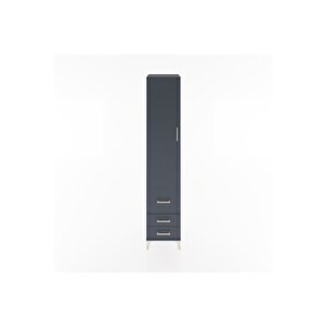 Hyperion Dolap 4 Raflı 3 Çekmeceli Tek Kapaklı 44x44x221 Antrasit-antrasit