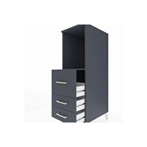 Kronos Dolap Tek Raflı 3 Çekmeceli 44x59x134 Antrasit-antrasit