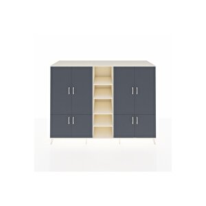 Kronos Dolap 14 Raflı 8 Kapaklı 220x59x163 Aytaşı-antrasit/aytaşı