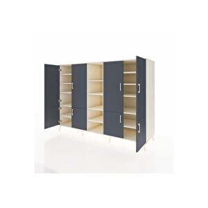 Kronos Dolap 14 Raflı 8 Kapaklı 220x59x163 Aytaşı-antrasit/aytaşı