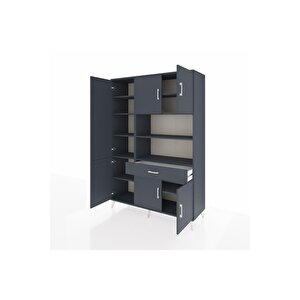 Hyperion Gardrop 10 Raflı Tek Çekmeceli 6 Kapaklı 132x44x195 Antrasit-antrasit