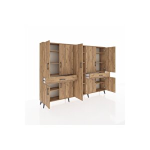 Arges Dolap 12 Raflı 2 Çekmeceli 8 Kapaklı 220x30x163 Çam-çam