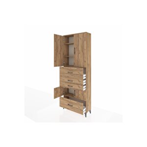 Arges Dolap 4 Raflı 4 Çekmeceli 4 Kapaklı 88x30x243 Çam-çam