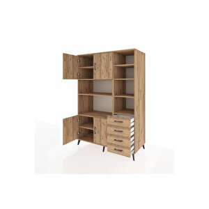 Kronos Dolap 9 Raflı 4 Çekmeceli 4 Kapaklı 132x59x195 Çam-çam/çam