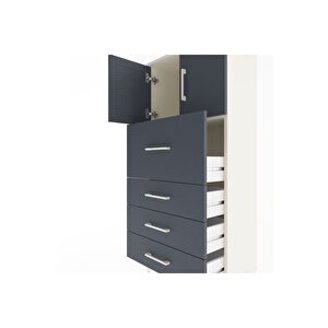 Arges Dolap Tek Raflı 4 Çekmeceli 2 Kapaklı 60x30x134 Aytaşı-antrasit