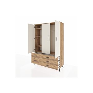Hyperion Dolap 5 Raflı 5 Çekmeceli Tek Askılı 132x44x195 Çam-aytaşı/çam