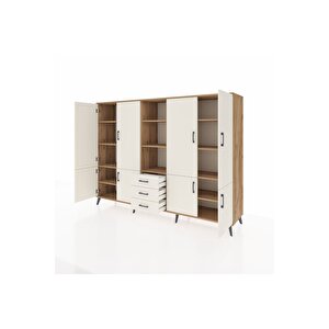 Hyperion Dolap 11 Raflı 3 Çekmeceli 8 Kapaklı 220x44x163 Çam-aytaşı