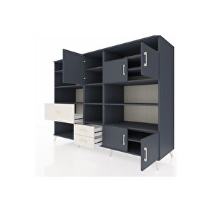 Kronos Dolap 13 Raflı 3 Çekmeceli 5 Kapaklı 220x59x163 Antrasit-antrasit/aytaşı