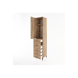 Hyperion Dolap 3 Raflı 5 Çekmeceli Tek Kapaklı 44x44x221 Çam-çam