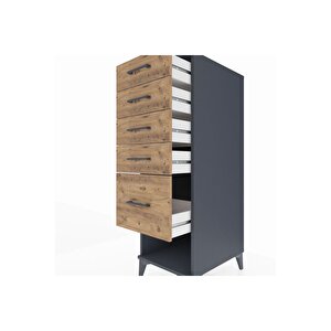 Kronos Dolap 5 Çekmeceli 44x59x134 Antrasit-çam