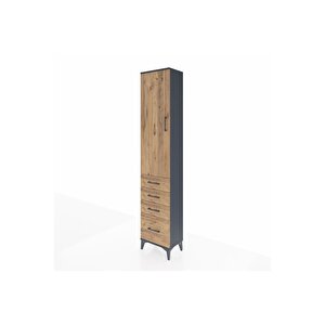 Arges Dolap 3 Raflı 4 Çekmeceli Tek Kapaklı 44x30x221 Antrasit-çam