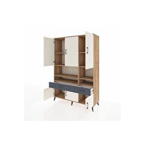 Hyperion Dolap 8 Raflı 2 Çekmeceli 6 Kapaklı 132x44x195 Çam-aytaşı/antrasit