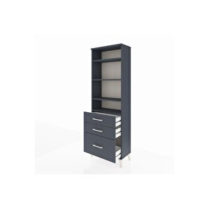 Arges Dolap 4 Raflı 3 Çekmeceli 60x30x182 Antrasit-antrasit