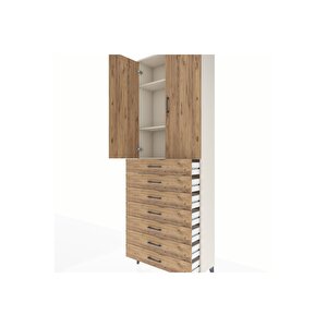 Arges Dolap 3 Raflı 7 Çekmeceli 2 Kapaklı 88x30x243 Aytaşı-çam