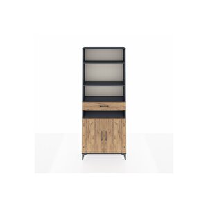 Arges Dolap 5 Raflı Tek Çekmeceli 2 Kapaklı 88x30x221 Antrasit-çam