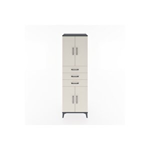 Hyperion Dolap 3 Raflı 3 Çekmeceli 4 Kapaklı 60x44x195 Antrasit-aytaşı
